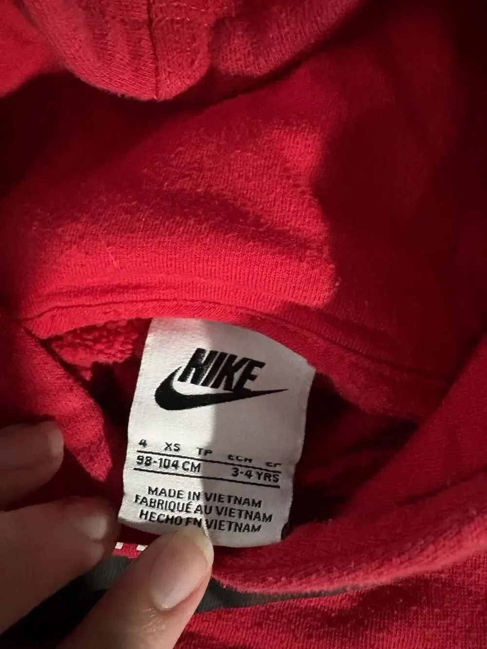 Nike Red Pullover Hoodie Size 4 XS 3-4 Yrs